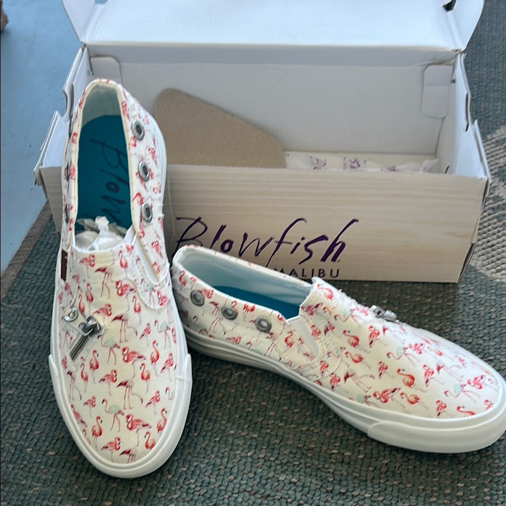 Blowfish White and Pink Floral Slip-On Sneakers